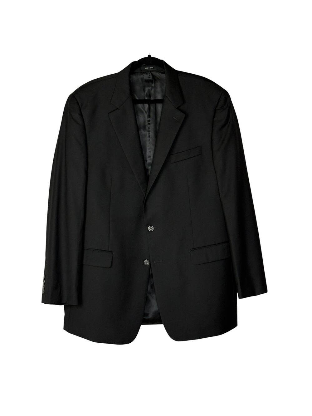 Ralph Lauren 44L Black Sport Coat Blazer Jacket Solid 2-Button Wool Slim Fit